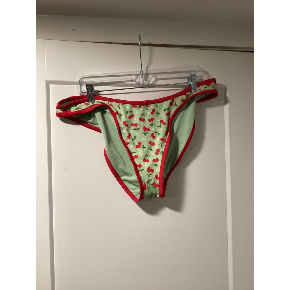 Victoria's‎ Secret PINK Frankies Bikinis Cherry Print Cheeky Bottom Mint XXL NEW
